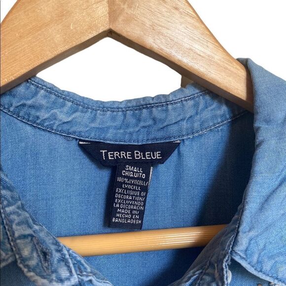Terre Bleue Embroidered Sleeveless Denim Dress Size Small - Picture 3 of 4